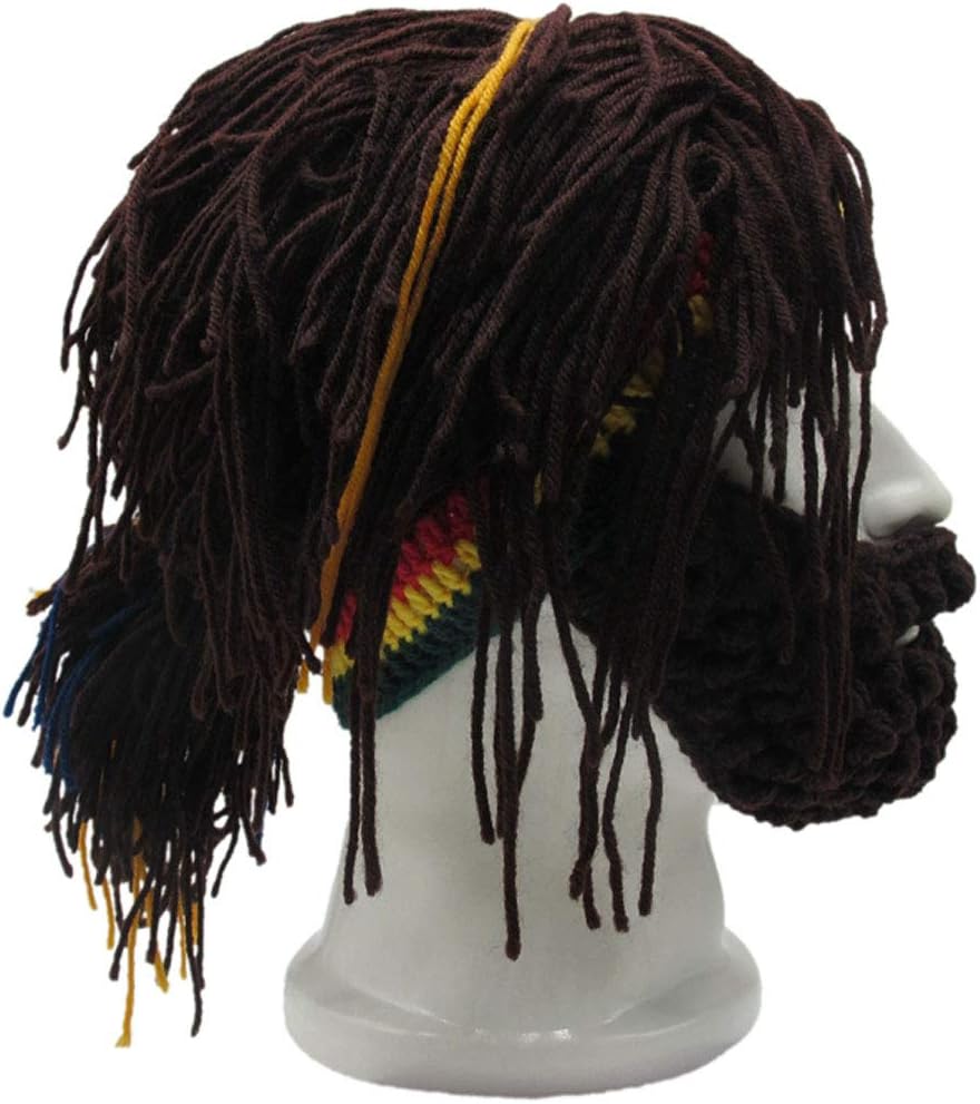Creative Barbarian Knit Beard Hat Funny Knit Cap Wig Beanie Hats