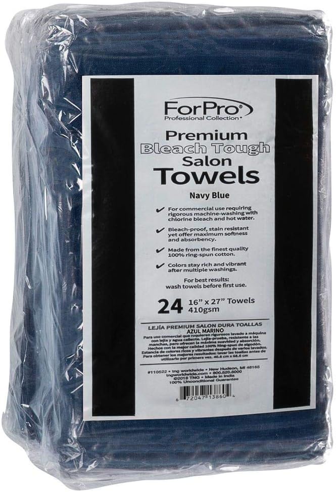 ForPro 24ct Bleach Tough Salon Towels, 16Wx27L in, Cool Grey, 100% Cotton | for Salon, Spa & Gym Use, Hand Towels, Bleach-Safe Salon Towels, Absorbent Spa Towels, Barber Towels, Salon & Spa Essentials