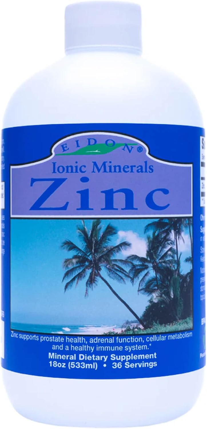 Eidon Ionic Minerals - Liquid Zinc Concentrate, Ionic Zinc Sulfate - 2 oz | Supplement Drops for Men, Women, & Kids, Support Immune System, Hair and Skin, Liver and Kidney Health