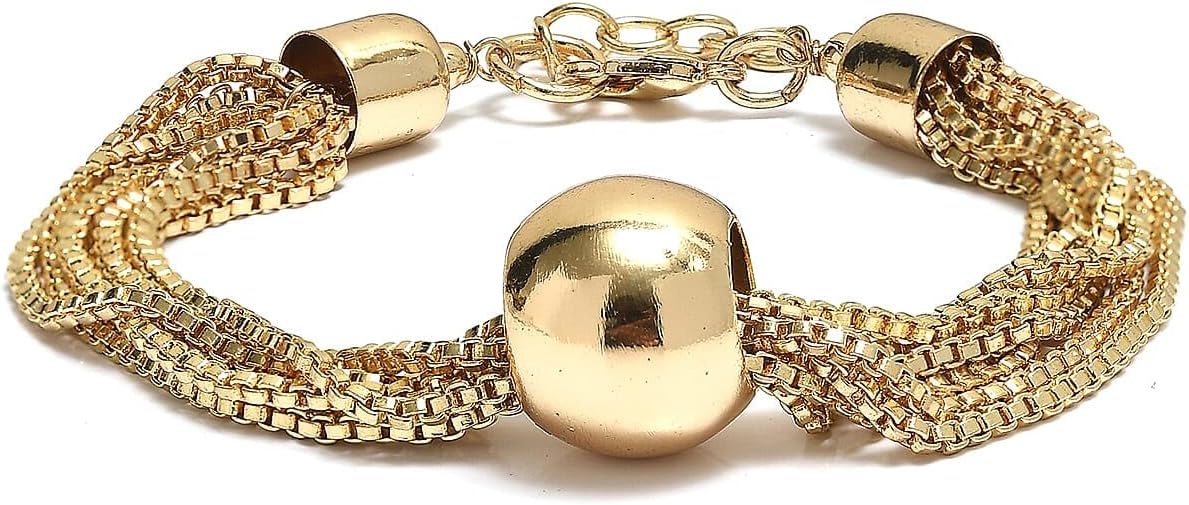 3 Piece Set Multi Layer Chain Necklace 15"Bracelet 7.50In Earrings