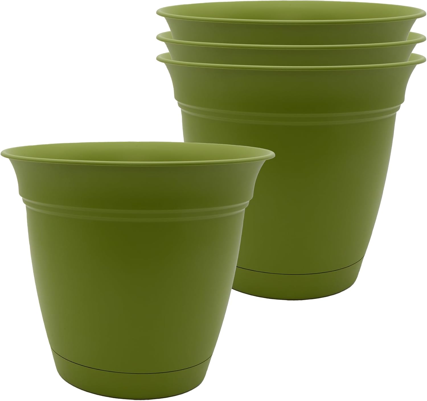 The HC Companies Eclipse Round Planter with Saucer - Outdoor & Indoor Plant Pot with Drainage Holes - Lightweight