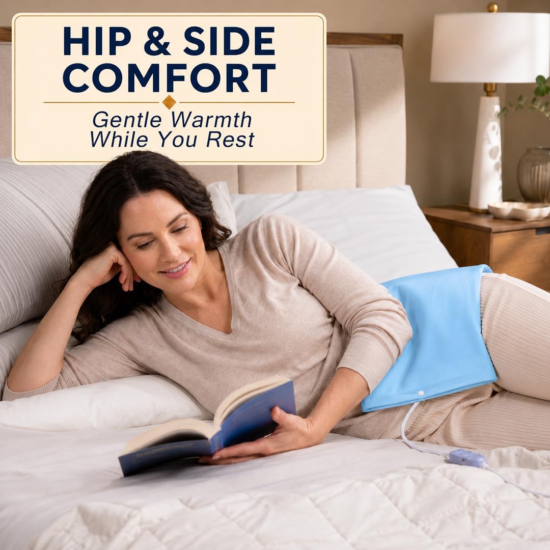 Boncare® Stay-On Small Vinyl Electric Heating Pad for Neck and Shoulders and Back Without Auto-Off, Low & High Heat Levels, Waterproof Hot Heat Pad with Washable Cover (12"x15", 1-Pack)