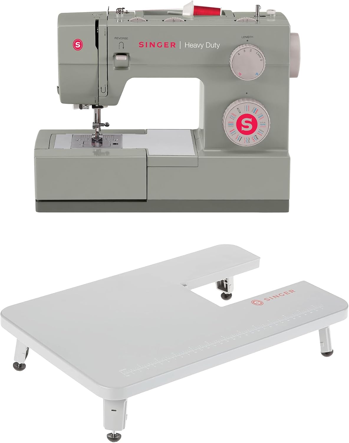 SINGER | Heavy Duty 4452 Sewing Machine 4411, 4423, 4432, and 4452 Mechanical Heavy Duty Sewing Machines Extension Table, Gray