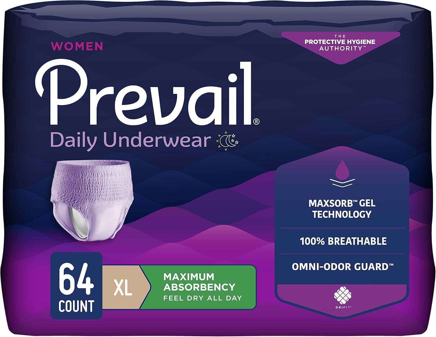 Prevail Daily Underwear Disposable Underwear Female Pull On with Tear Away Seams Medium, PWC-512/1, Maximum, 80 Ct