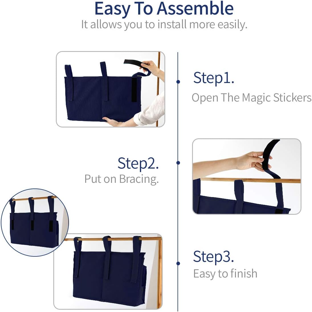 Bseash Bunk Bed Organizer, Bedside Caddy Hanging Bed Organizer Storage Bag 8 Pockets, for College Dorm Rooms Bed, Hospital Bed, Baby Bed Rails