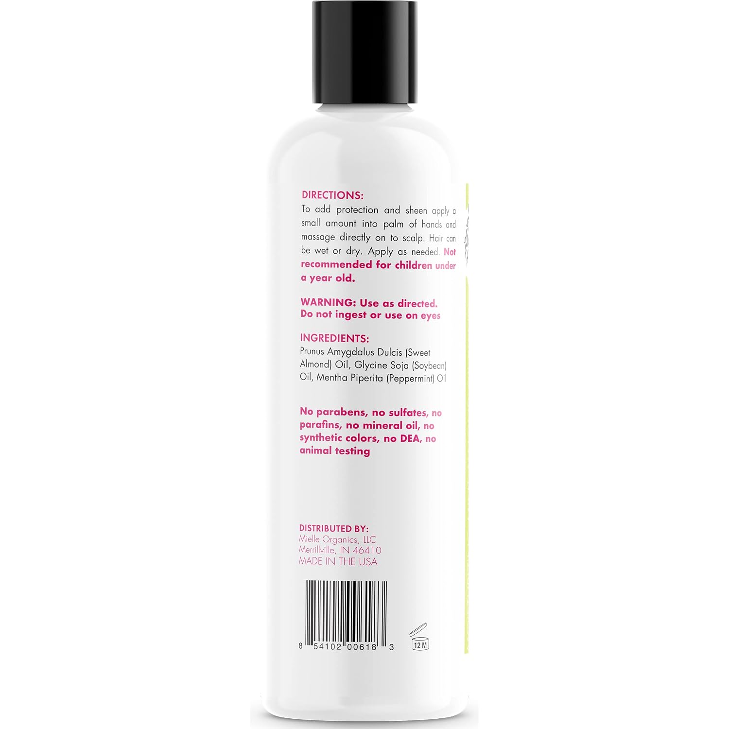 Mielle Organics Mint Almond Oil - Lightweight Dry Scalp Oil to Lock in Moisture and Help Encourage Longer