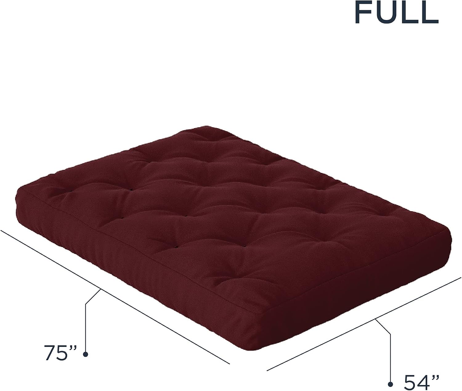 Royal Sleep Products by The Futon Factory 12 inch Foam Futon Mattress - Solid Black Fabric - Full Size - CertiPUR Certified Foams - Made in USA - (Frame not Included)