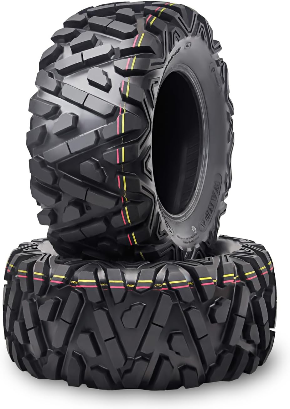 WANDA Set 2 ATV UTV Tire AT 25x10-12 25x10x12 6PR Power-Trail 10165 | POWER-TRAIL Series Classic Solid Non-Direction Lugs Cover All Terrains