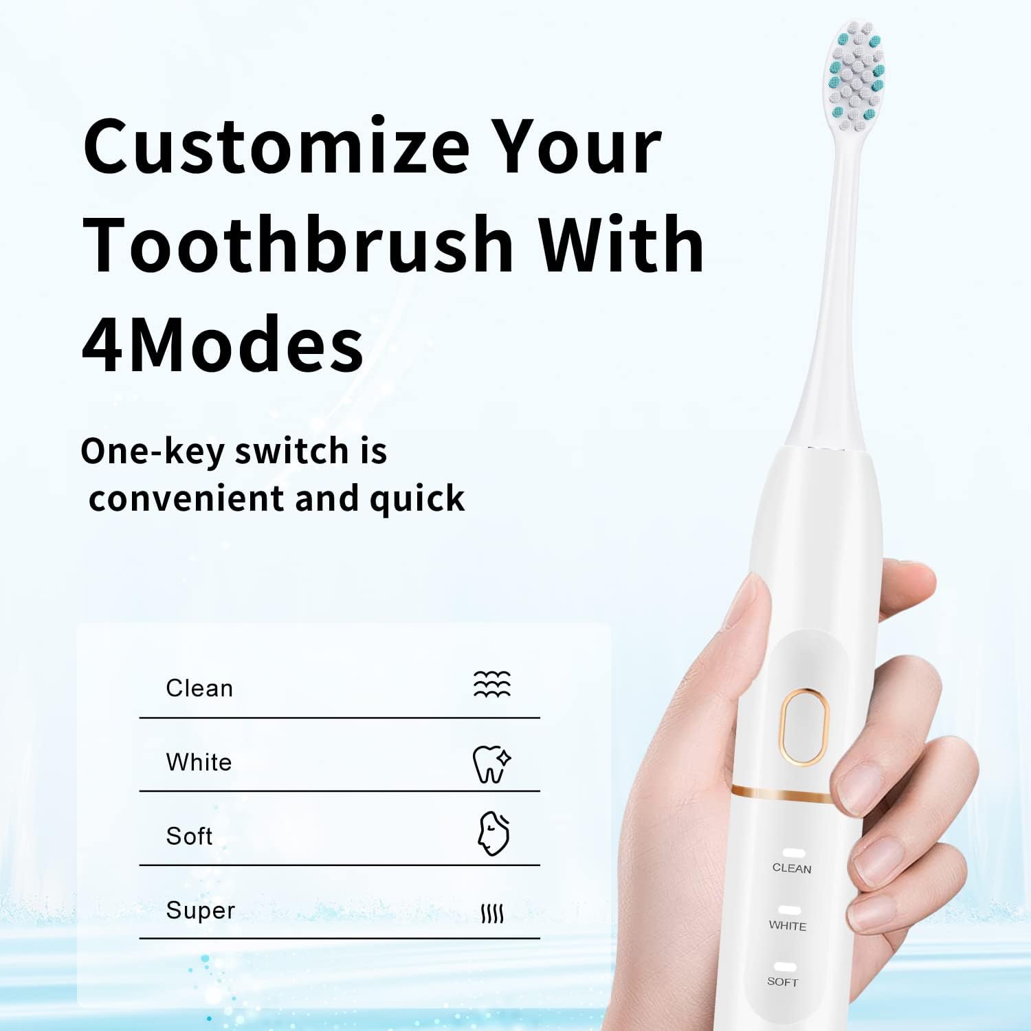 kingheroes Electric Toothbrush Set, Comes with 8 Brush Heads & Travel Case, 4 Modes with 2 Minutes Built in Smart Timer, One Charge for 60 Days