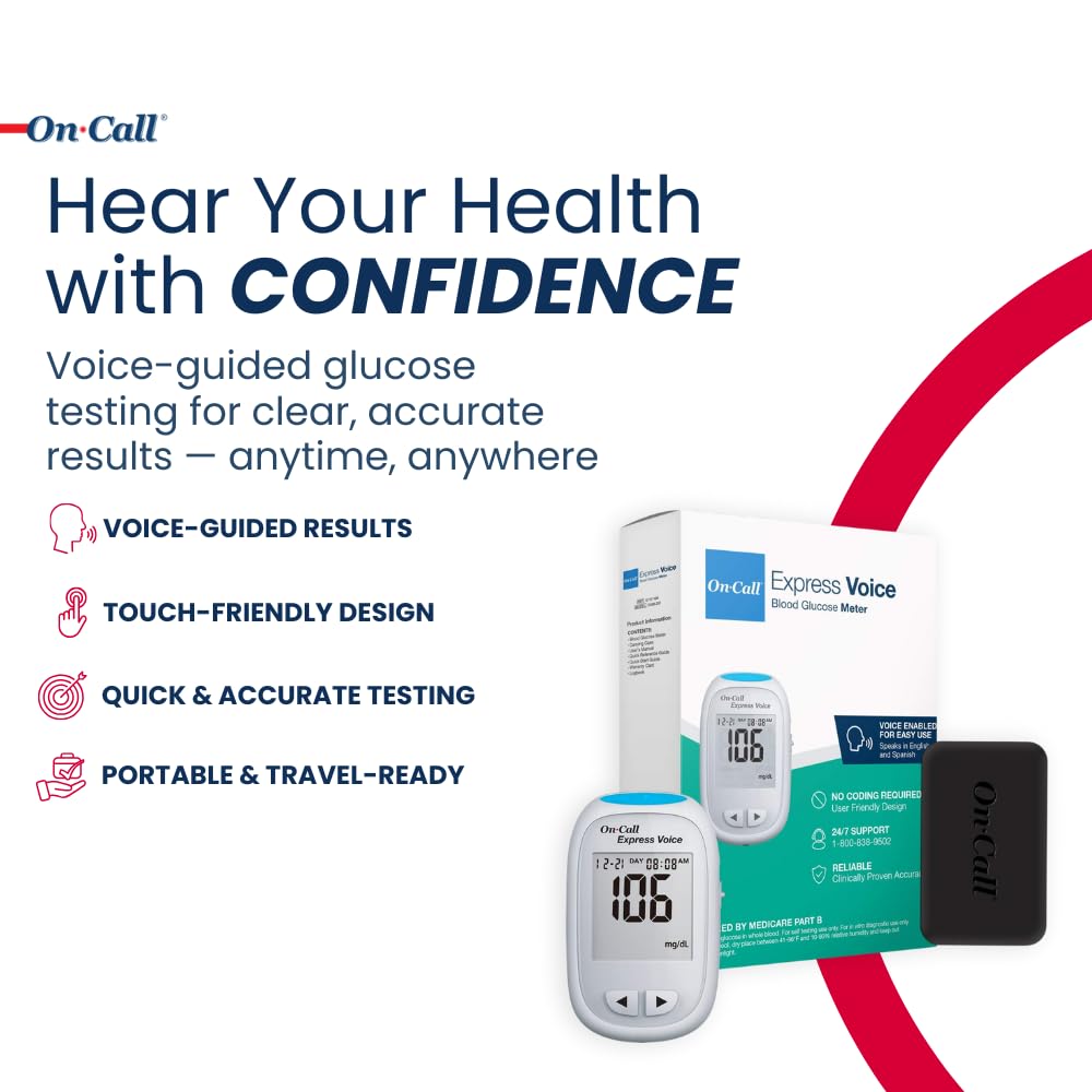 On-Call Blood Glucose Meter Express Voice, Bilingual (English/Spanish)