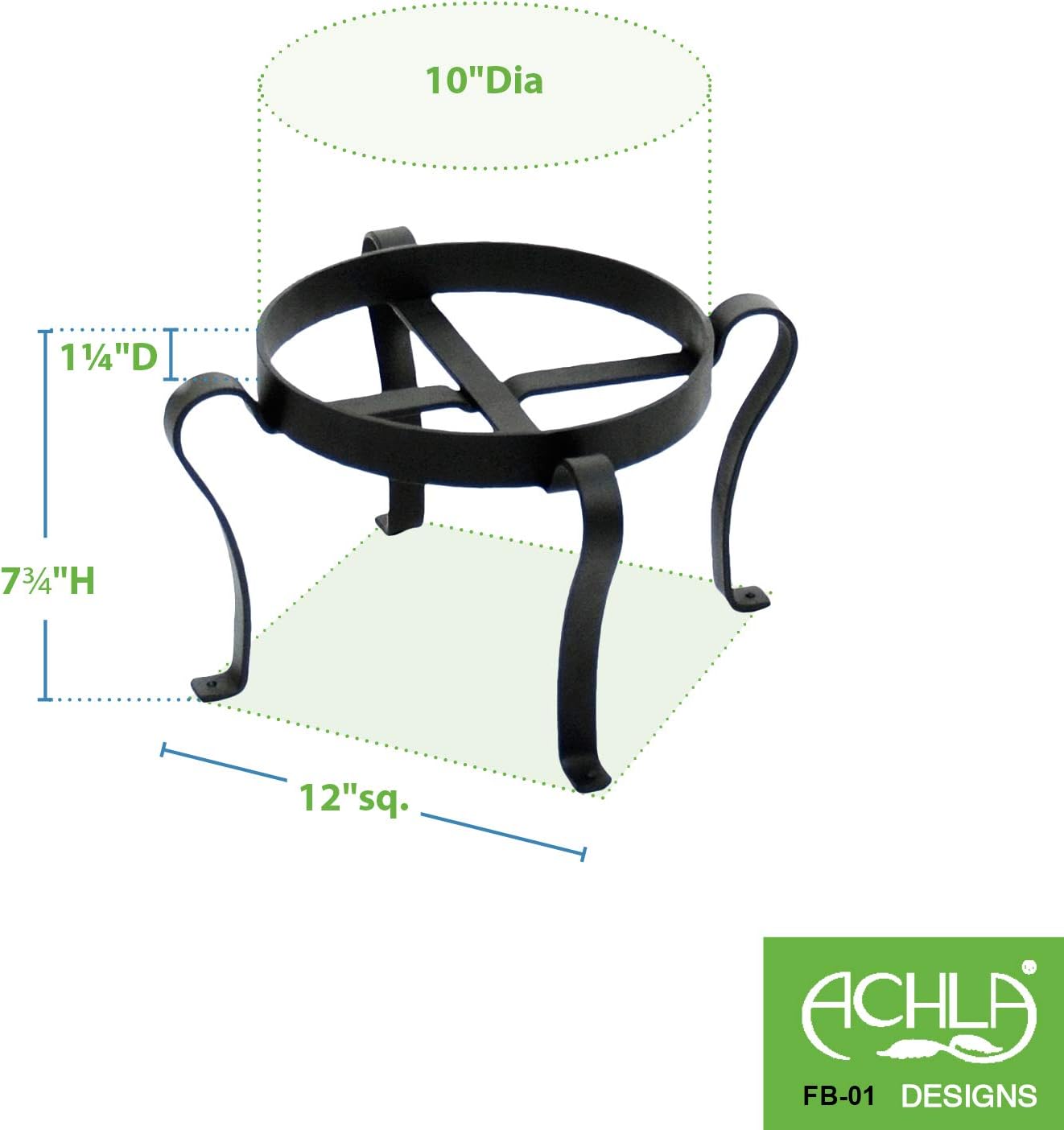 Achla Designs Patio Flower Pot Plant Stand, 18-in H Black