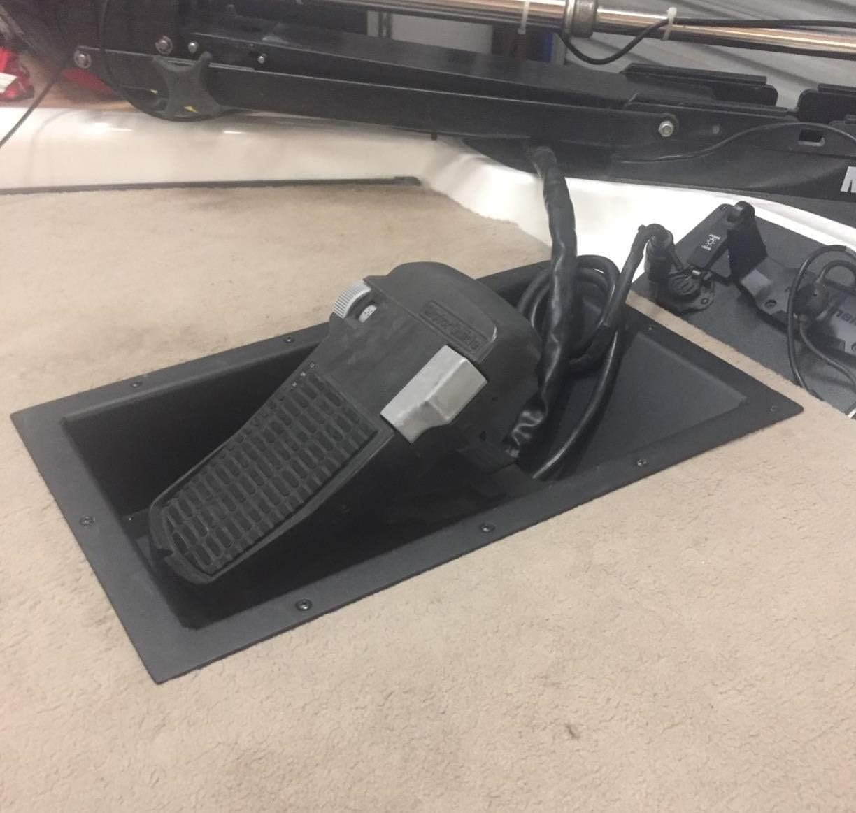 R&R Design Recessed Easy Boat Trolling Motor Pan, Powder Coated Aluminum Foot Pedal Control Tray