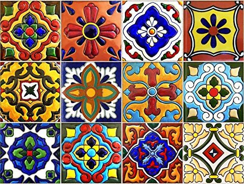 Tile Stickers Mexican Spanish 24pc 4-1/4in Peel and Stick for Kitchen and Bath Tr001-4Q