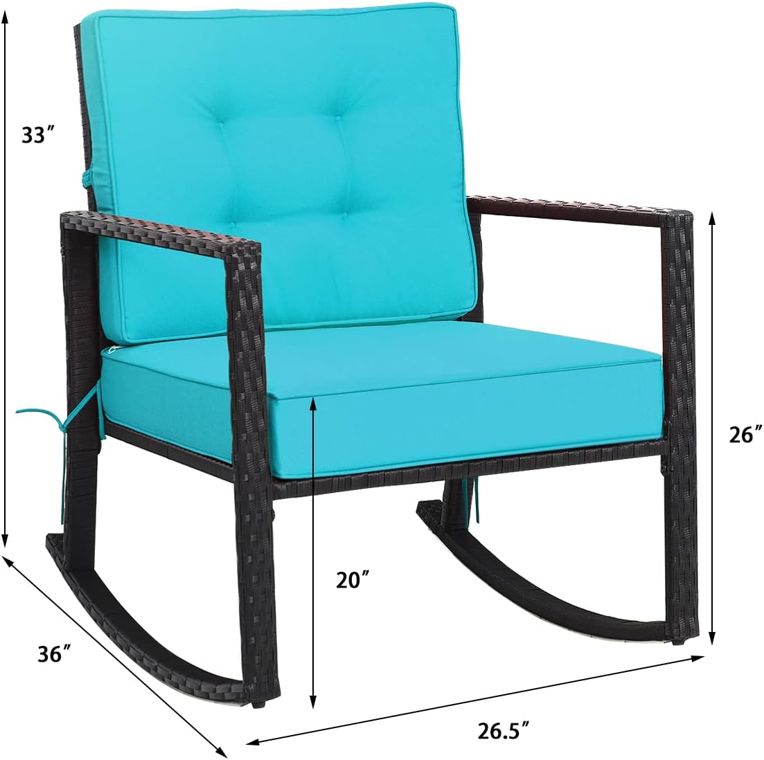 Tangkula Wicker Rocking Chair, Outdoor Glider Rattan Rocker Chair with Heavy-Duty Steel Frame