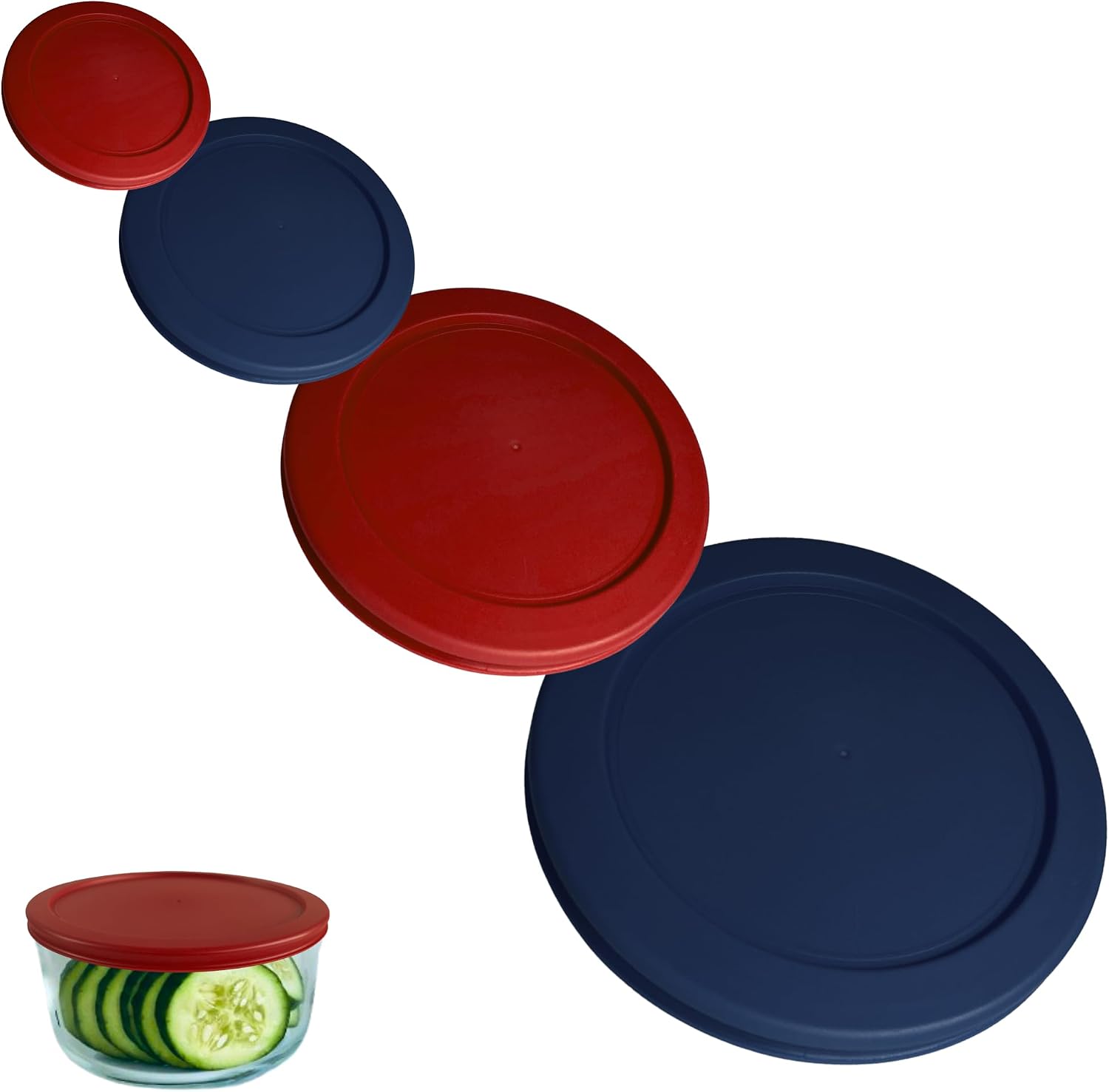 1, 2, 4 & 7 Cup Green, Orange, Blue, Red Replacement Lids/Covers for Pyrex