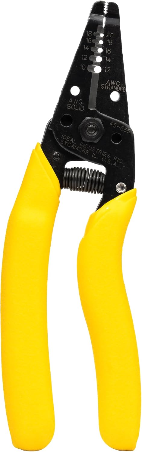 IDEAL Electrical Reflex Super T-Stripper Wire Strippers, 8–16 AWG Solid, 10–18 AWG Stranded, Ergonomic Wire Cutter and Stripping Tool with Textured Sleeves, Locking Handle