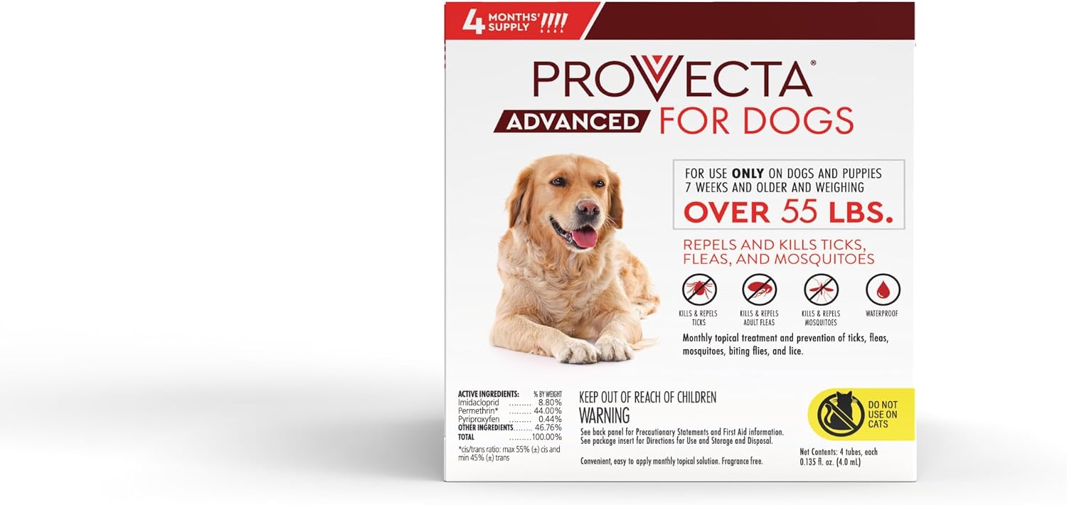 Provecta® Advanced for Extra Large Dogs (Over 55 lbs) Flea and Tick Topical Treatment, 4-Month Supply