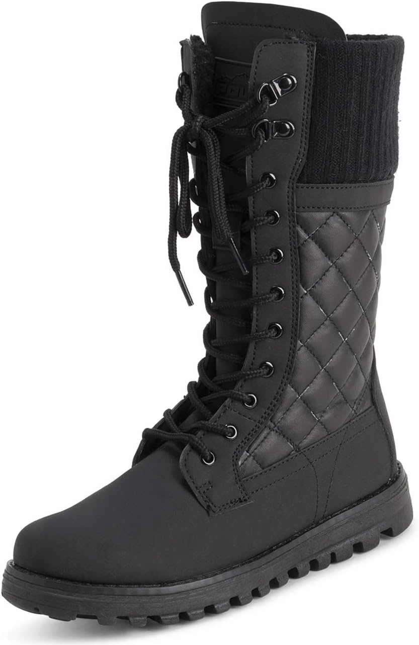POLAR Womens Faux Fur Warm Thermal Waterproof Outdoor Walking Snow Winter Rubber Sole Calf Boots