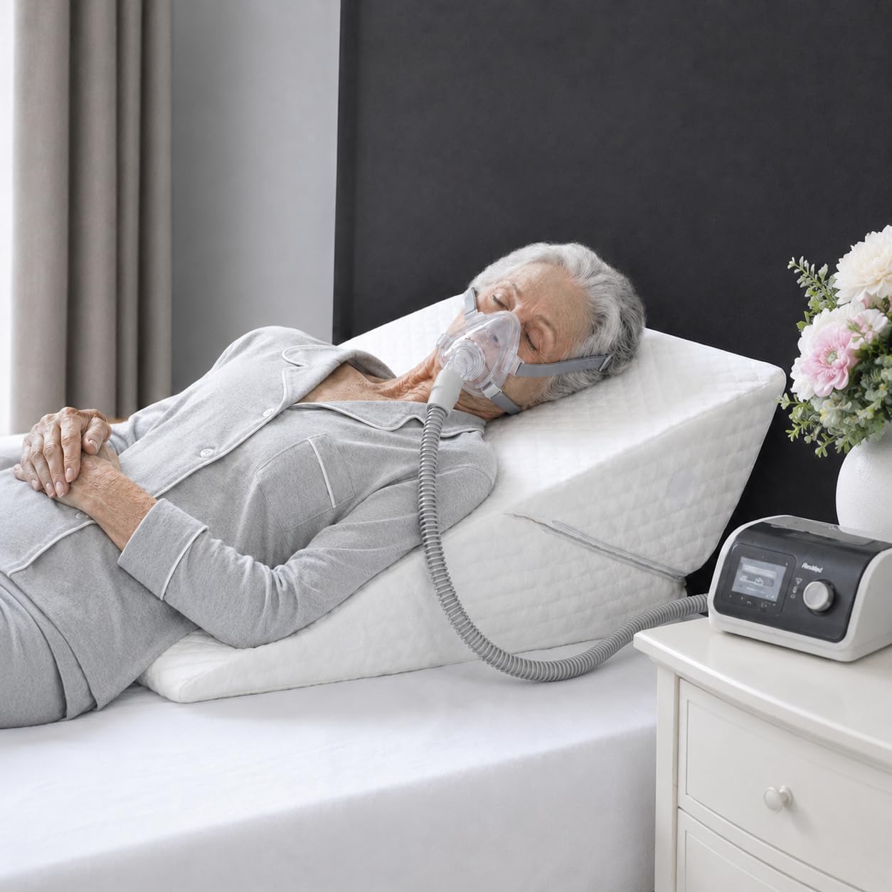 Wedge Pillow for Sleep Apnea, 12" Bed Wedge Pillow for Headboard