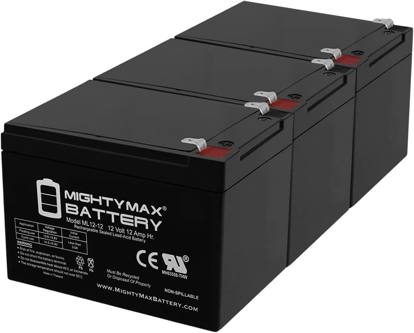 Mighty Max Battery 12V 12AH Battery for Razor Dirt Rocket SX500-3 Pack
