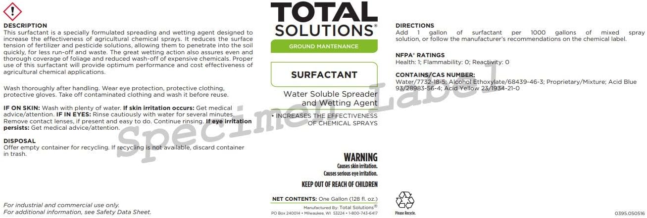 Surfactant (1 Gallon) | Water Soluble Spreader & Wetting Agent