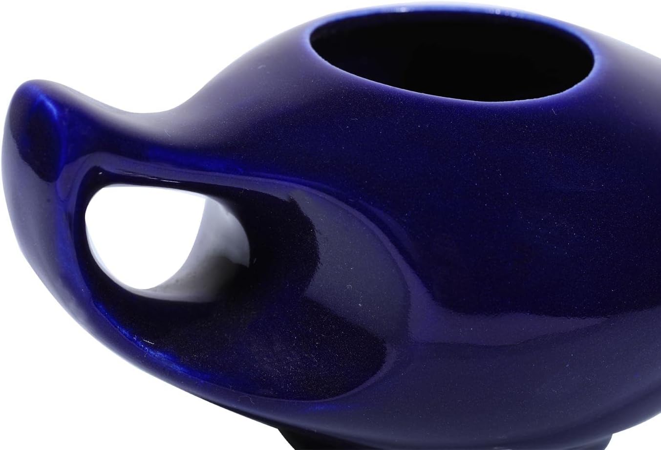 HealthGoodsIn Ceramic Neti Pot, Dishwasher Safe, Premium Handcrafted with 2 Silicone Nozzle and Salt for Sinus - 225 Ml. Capacity (Brown)