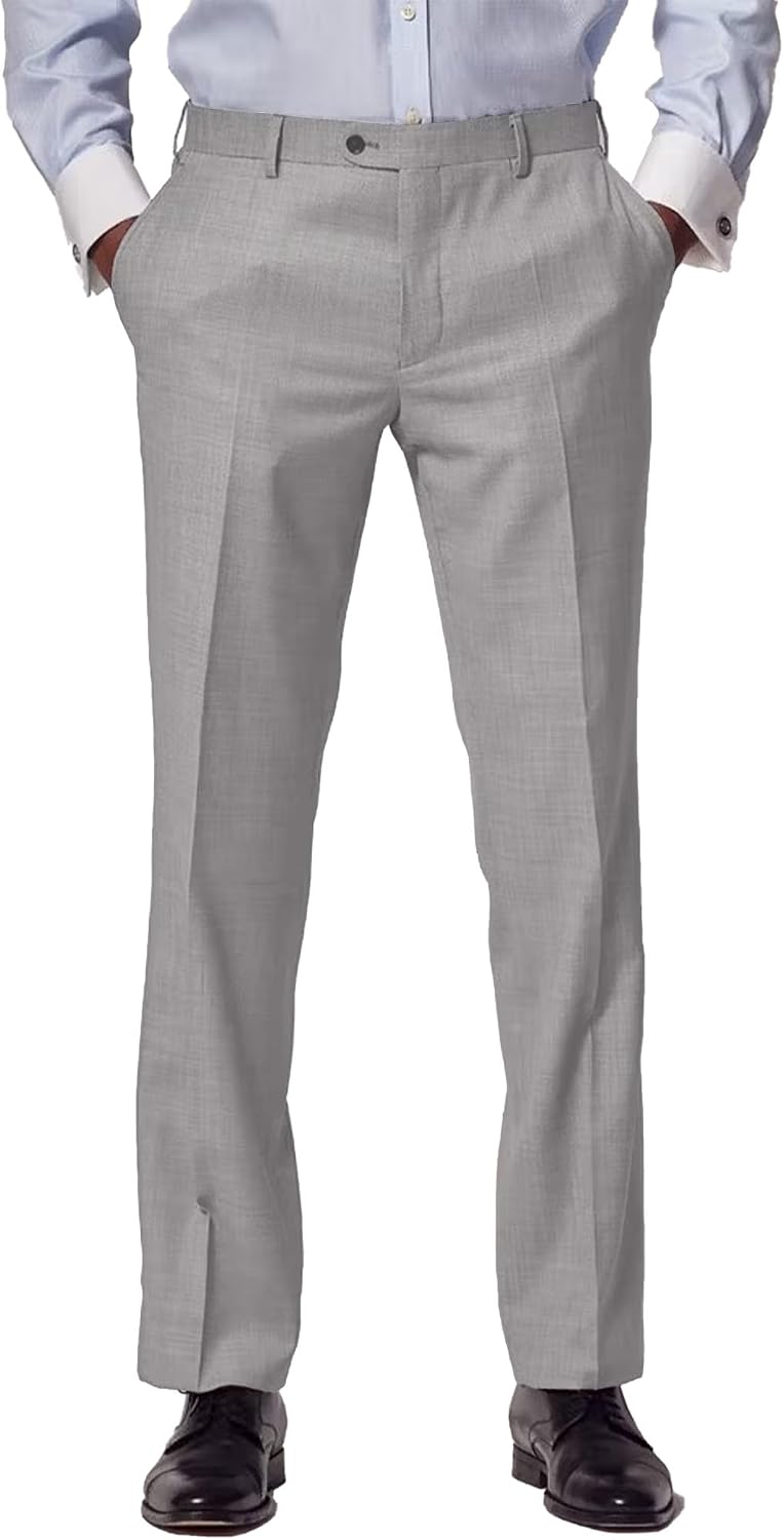 Men's Cozy Hidden Expandable Waist Dress Pants | Premium Stretch Texture Weave Work to Weekend Pants