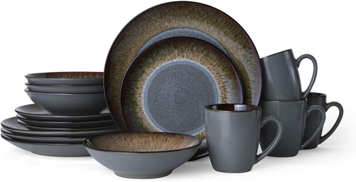 Pfaltzgraff 5237442 Monroe 16-Piece Porcelain Dinnerware Set, Dark Gray (Pack of 16)