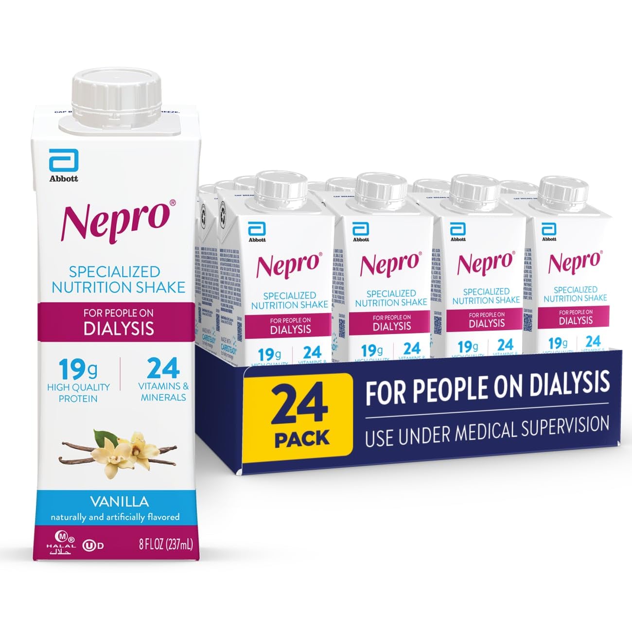 Nepro Renal Nutrition Shake for People on Dialysis, Vanilla Tetra, 24ct