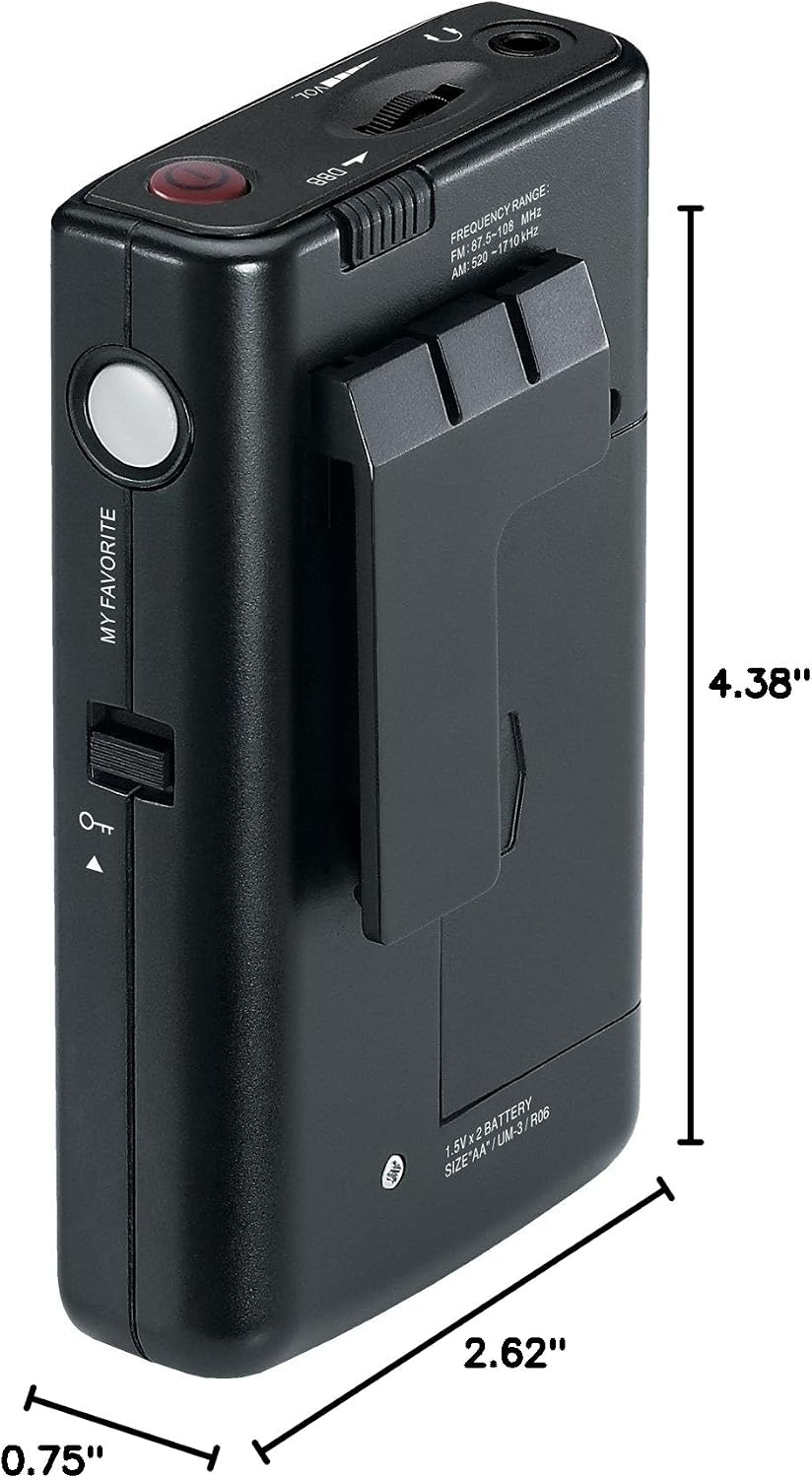Sangean DT-200X FM-Stereo/AM Digital Tuning Pocket Radio Black