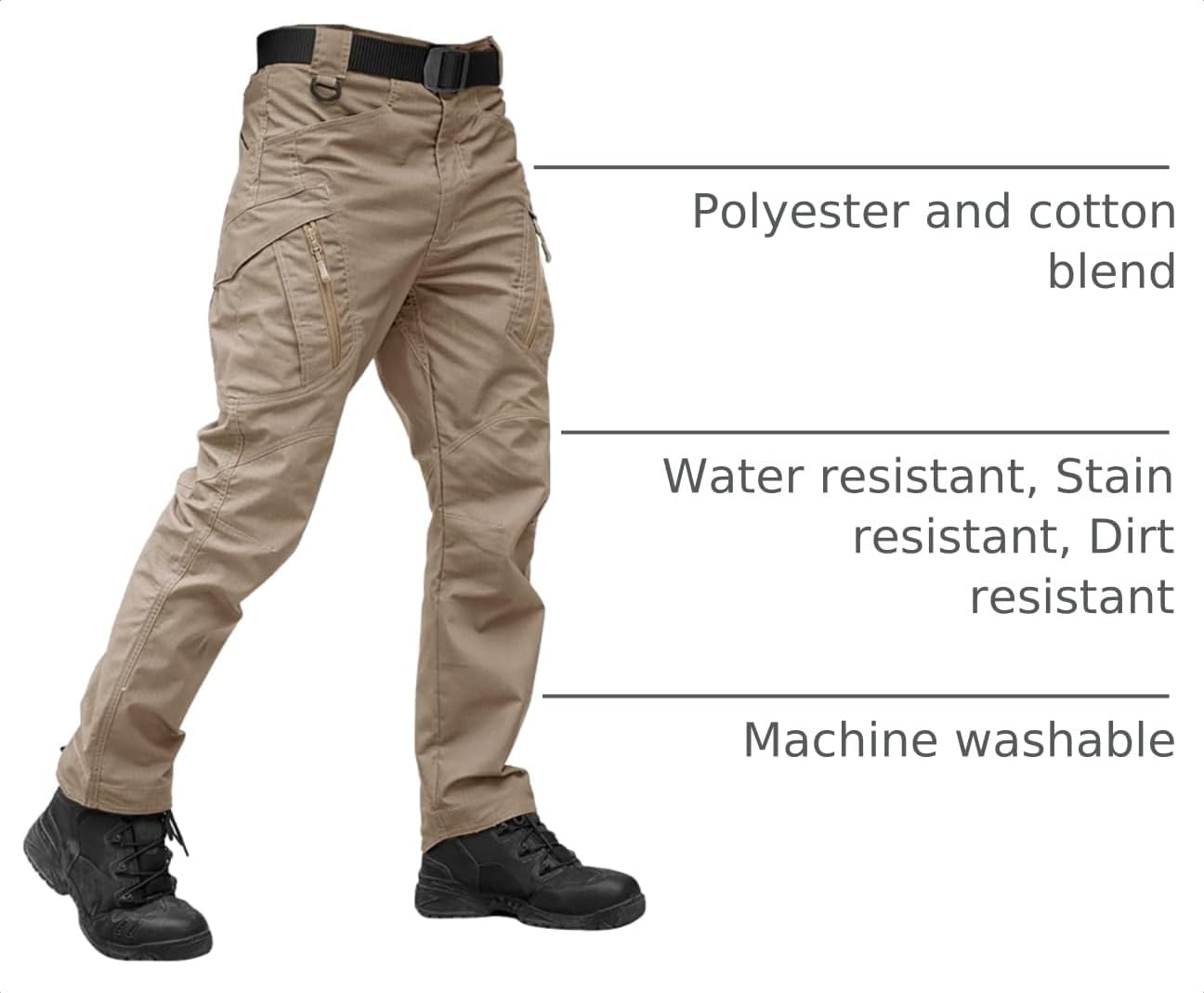 TACVASEN Men's Tactical Pants Waterproof Hiking Work Pants for Men Construction Stretch Cargo Trousers 9 Pockets
