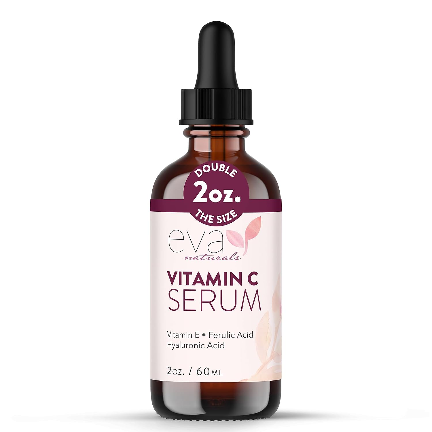 Eva Naturals Vitamin C Serum 20%, Hyaluronic & Ferulic Acid, 1 oz | Vitamin E, dark spots, acne, anti-aging, glow, even skin tone