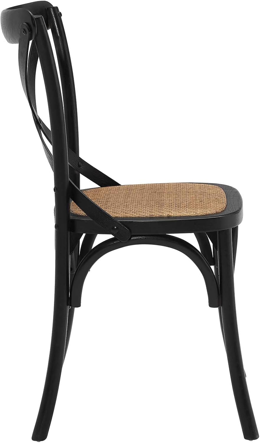 Modway Gear Rustic Modern Farmhouse Elm Wood Rattan Dining Chair in Gray