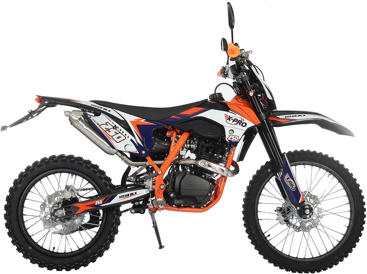 X-PRO Titan DLX 250cc Gas Dirt Bike Pit Bike Adult Bike,Big 21"/18" Wheels, Zongshen Engine! (Green)