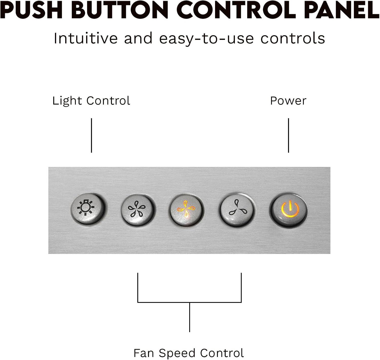 30 in. Vista Coll 380 CFM Ducted Wall Mount Range Hood LED, Stainless Steel | Cosmo COS-63175 Push Button Controls, 3 Fan Speeds