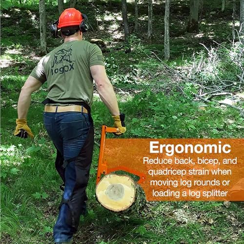 Hauler - 21” Cant Hook Log Roller and Carrier | Orange Powder-Coated Log Hauler Hand Tool for Firewood Harvesting, Brush or Tree Removal. (Patented, Made in USA, With A Warranty)