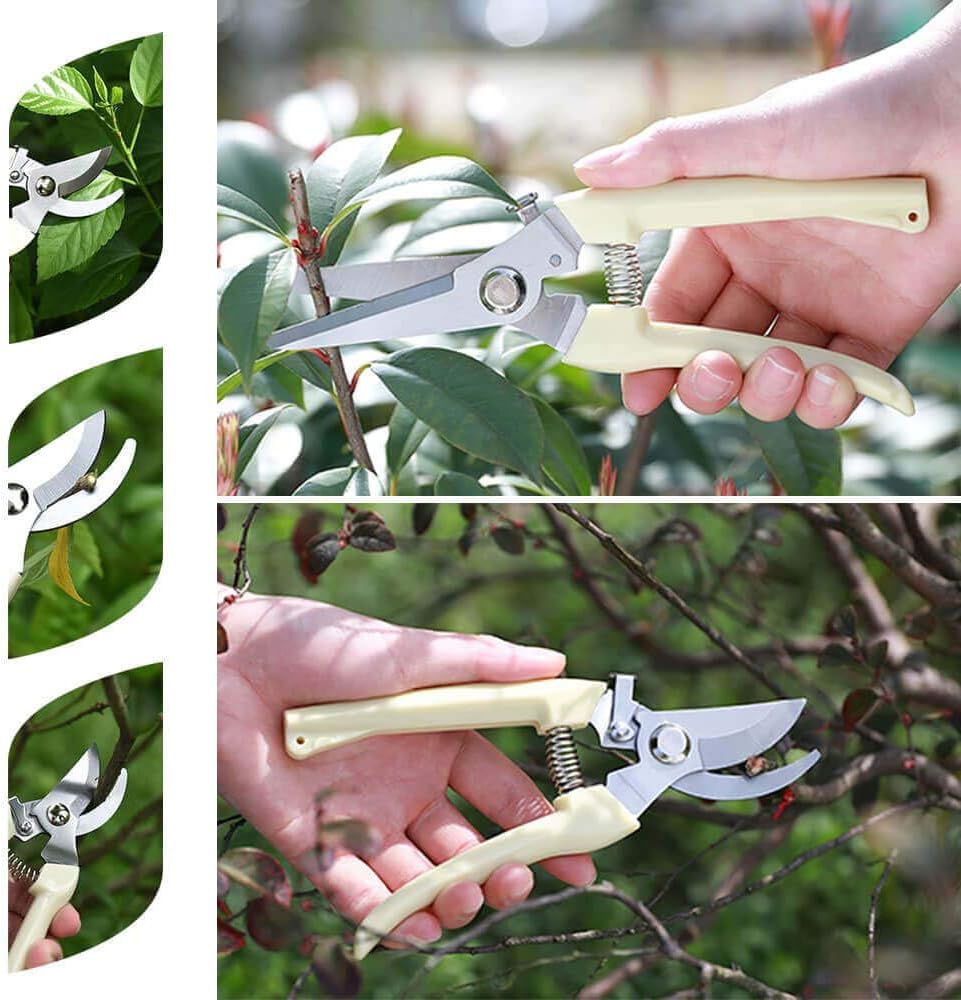 BUGUI Wood Handle Pruning Shears, SK-5 Steel Blade, 1-inch Cutting Capacity, Sharp, Well Designed Garden Shears, 8"
