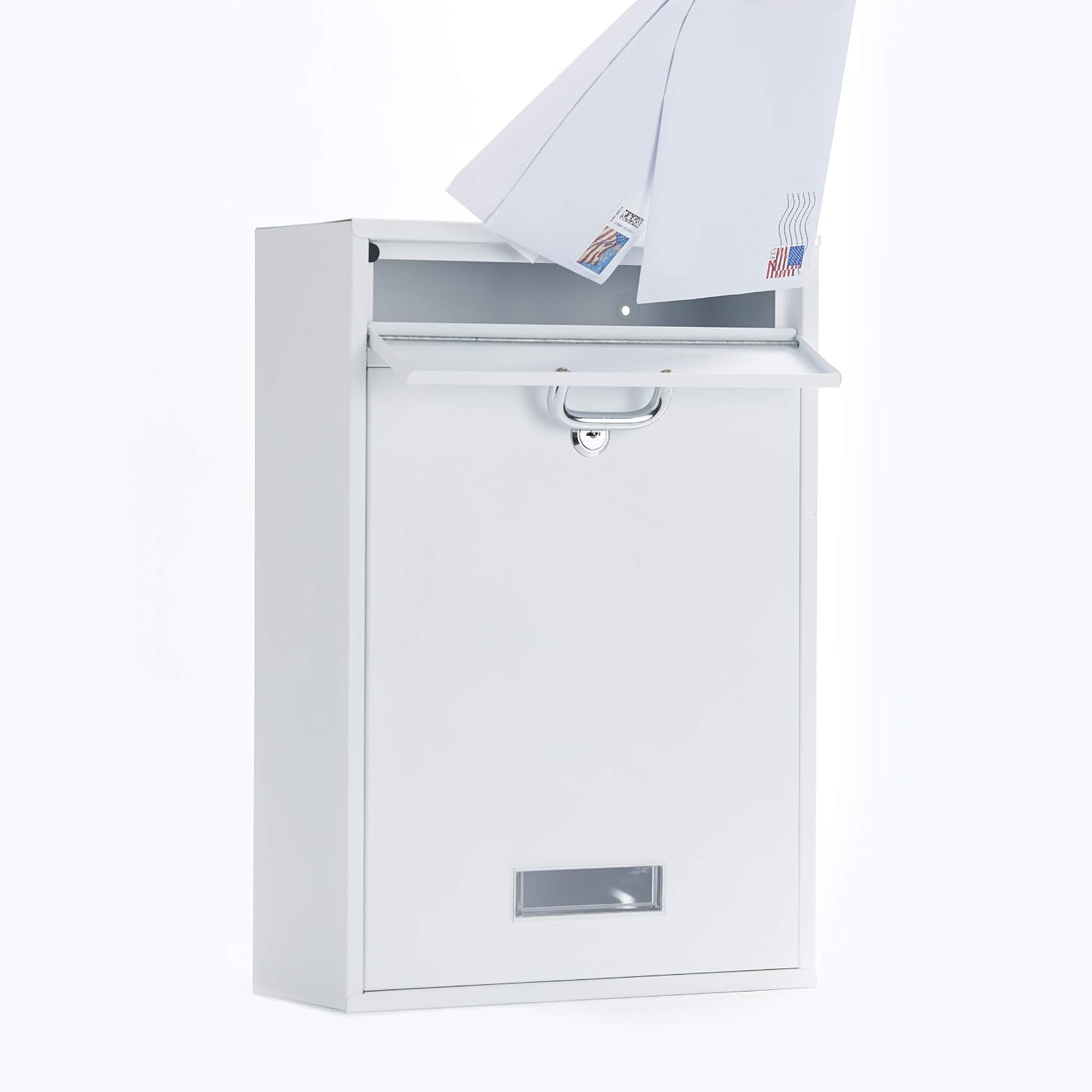 Wall Mounted Locking Vertical Dropbox Mailbox - Safe and Secure (Large) | Made with Galvanized Steel (Black)