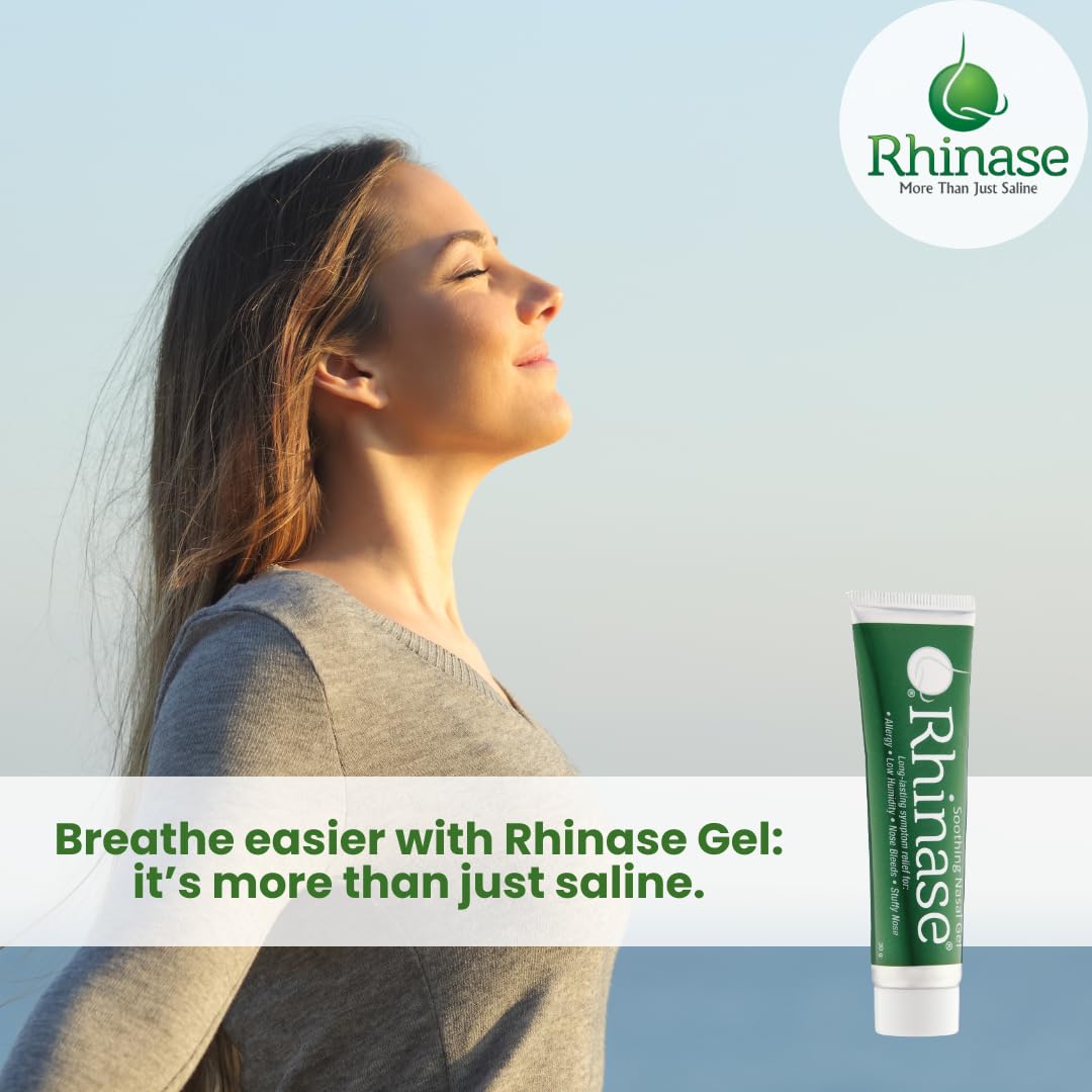 Rhinase Saline Nasal Gel (5 Pack) with 2 Wetting Agents and 2 Salts Allergy Relief Moisturizer - No Steroids no Aloe no Scent…