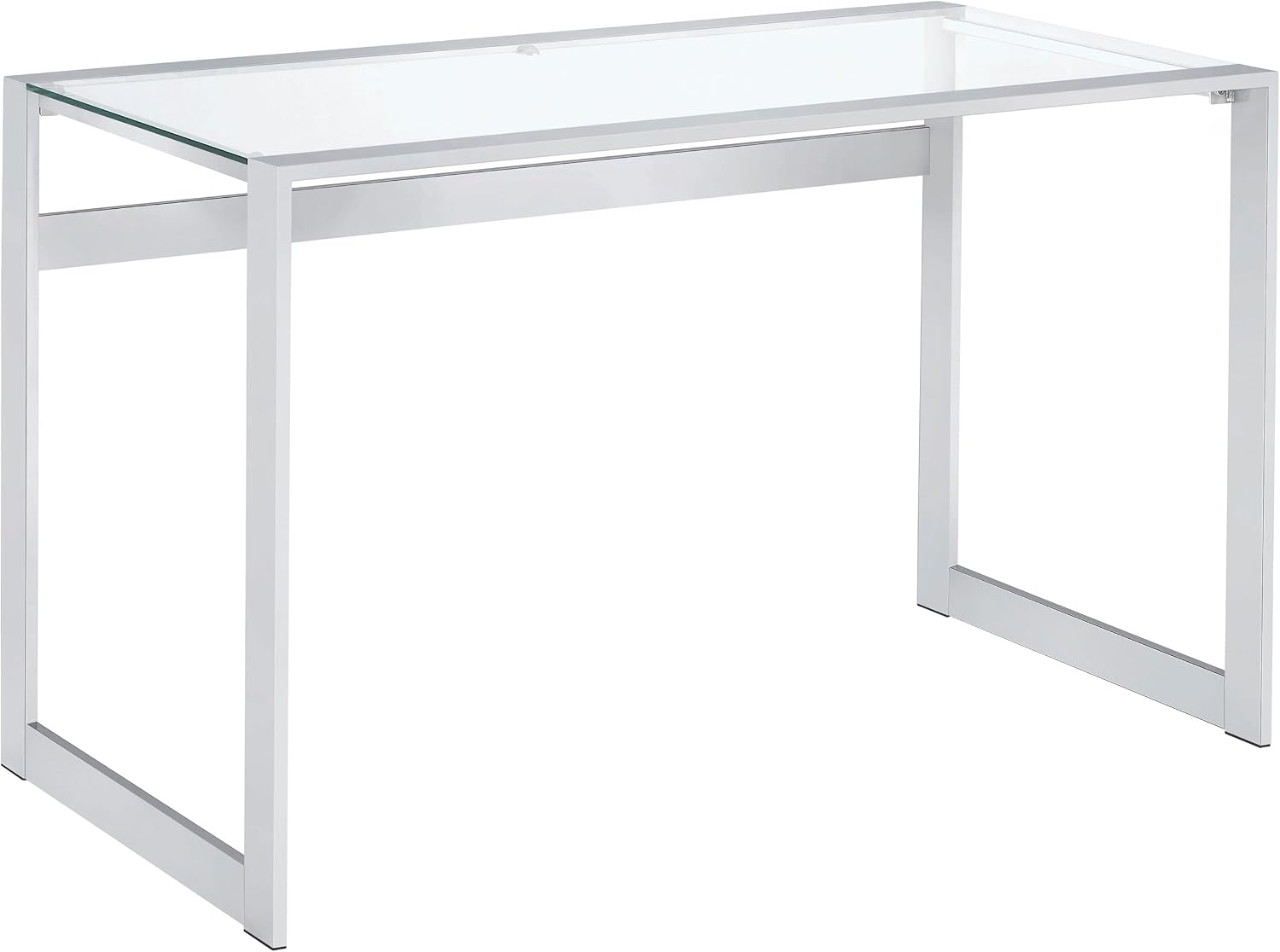 Coaster Home Furnishings – Hartford – Metal & Glass – 47-Inch Rectangular Glass Top Writing Desk with Contemporary Style and Plastic Glides