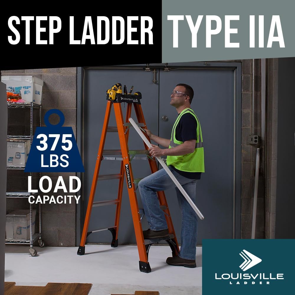 Louisville Ladder 6-Foot Fiberglass Step Ladder, 375-Pound Load Capacity, Type IAA, FS1406HD
