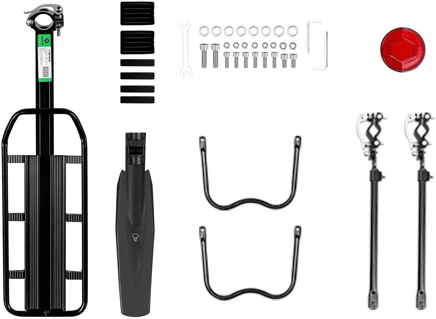 ROCKBROS Rear Bike Rack Quick Release Bike Cargo Rack for Luggage Commuting | Easy to install,heavy duty steel,red reflector,side protection,quick release system,rear back pannier rack with intructions