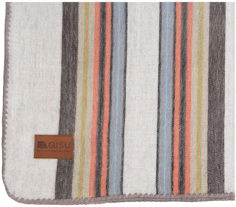 QISU Alpaca Wool Blanket Throw | Large, Beautiful, Warm, Variegated | 85 x 65 inches | Ultra-Soft, Hypoallergenic and Breathable | Non-Itchy or Scratchy Fabric (Green Variegated)