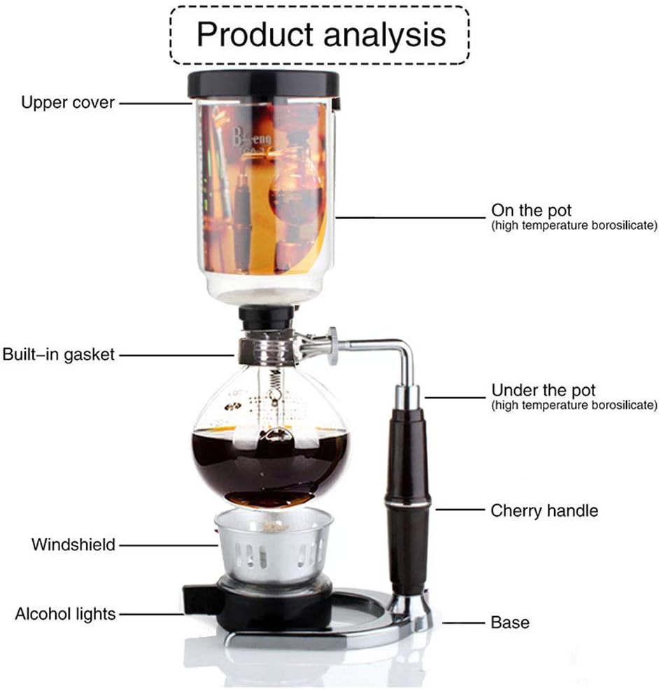 Siphon Coffee Maker Japanese Style Vacuum Glass Siphon Pot Percolators 1-3 Cups Siphon Coffee Maker