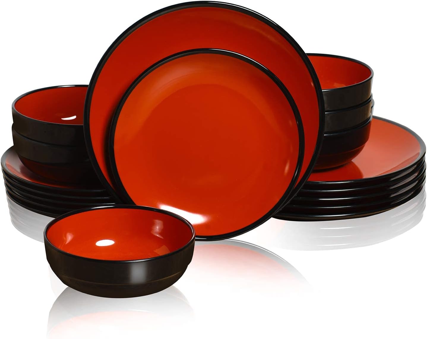 TP 18-Piece Dinnerware Set, Melamine Dishes Set with Bowls and Plates, Service for 6, Non-breakable Lightweight Dining Tableware, Teal