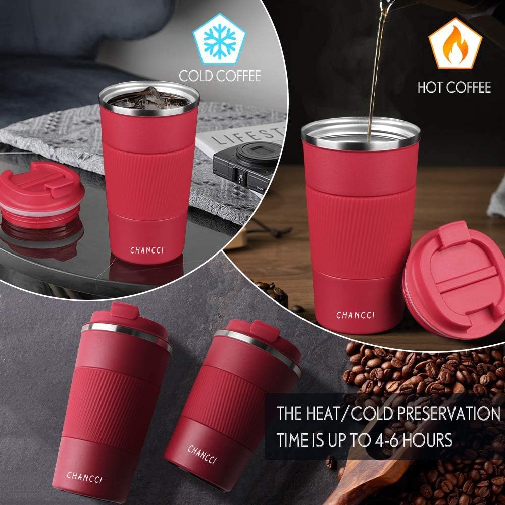 16oz Travel Coffee Mug Spill Proof, Insulated Coffee Mug with Lid, Leakproof Coffee Tumbler, Stainless Steel Vacuum Coffee Cup for Hot/Cold Drinks