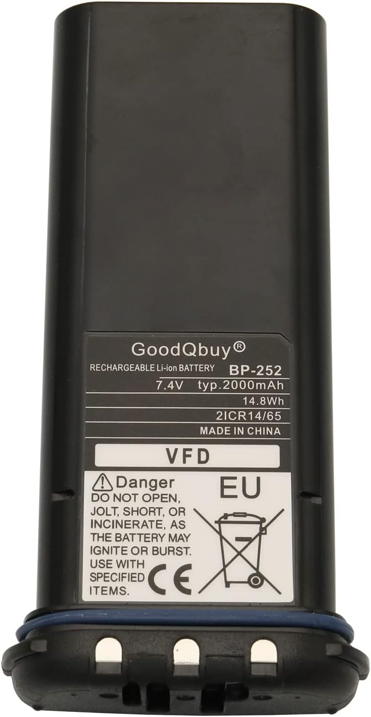 BP252 2000mAh 7.4V Two Way Radios Replacement Battery Compatible with Icom Handheld Marine Radio IC-M36 IC-M34 BP-252