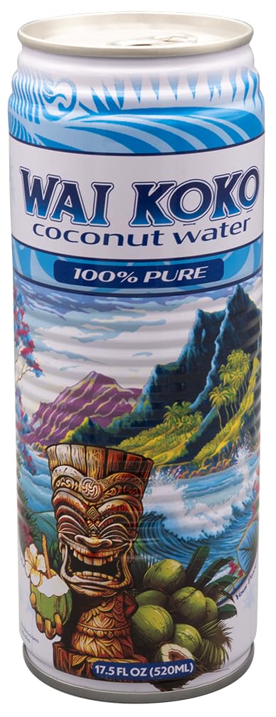 Wai Koko 100% Pure Coconut Water, 17.5 Fl Oz Cans (Pack of 12) | Not from concentrate