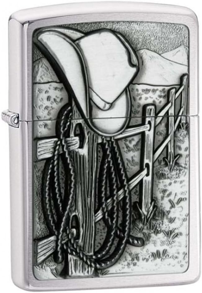 Zippo Lighter-Personalized Custom Message Engraved on Backside Cowboy Hat and Rope Westerns Windproof Lighter Resting Cowboy 24879