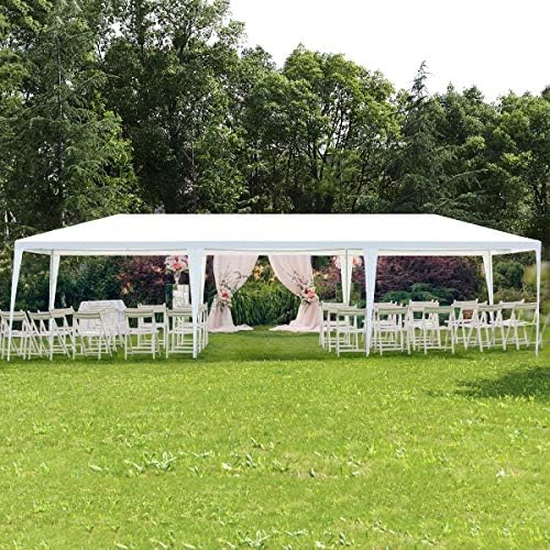 Tangkula 10'x30' Outdoor Canopy Tent Heavy Duty Party Wedding Event Tent Sturdy Steel Frame with 5 Removable Sidewalls Waterproof Sun Snow Rain